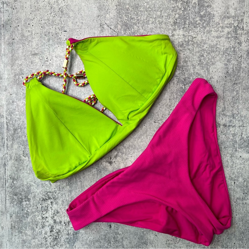 BECCA Lime Green and Hot Pink Bikini